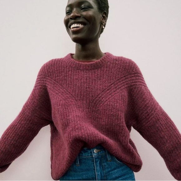 Madewell Sweaters - Madewell Belfiore Ribbed Pullover Sweater size Small wool camel hair blend EUC